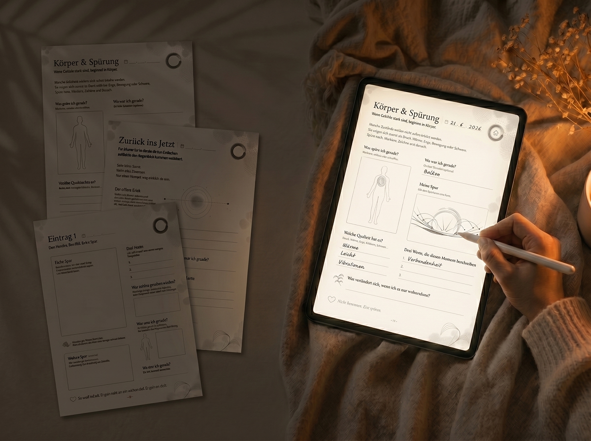Digitales Journal Innere Linien auf einem iPad